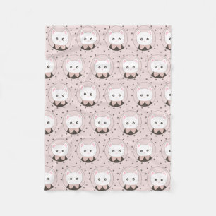 Niedliches Cat Face Pink Dotty Pattern Fleecedecke