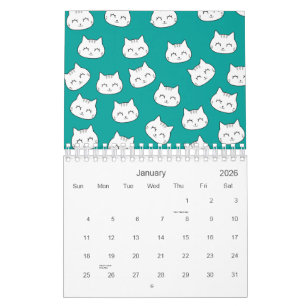 Niedliches Cat Faces Muster 2026 Kalender