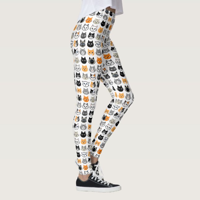 Niedliches Cat Faces Muster | Coole Cat Lover-Legg Leggings (Rechts)