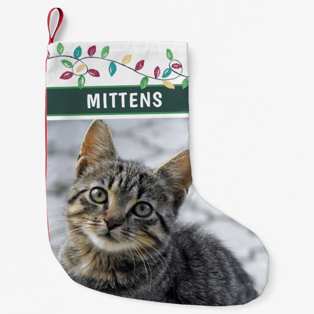 Niedliches Cat Foto Kleiner Weihnachtsstrumpf (Vorderseite)