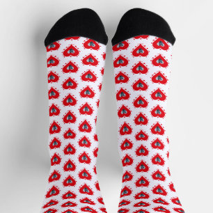 Niedliches Cat Foto Personalisiert Rotes Herz Socken