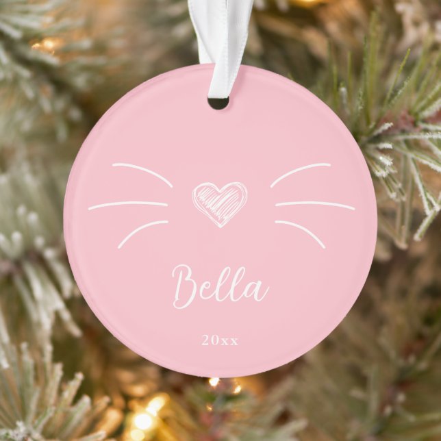 Niedliches Cat Foto Rosa Ornament (Baum)