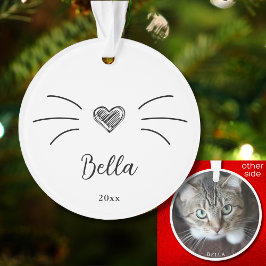 Niedliches Cat Foto Weißer Ornament Whiskers