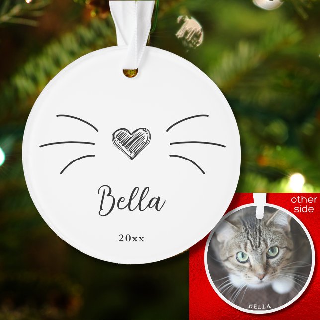 Niedliches Cat Foto Weißer Ornament Whiskers (Von Creator hochgeladen)