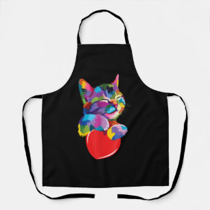 Niedliches Cat Geschenk für Kitten Liebhaber Farb Schürze