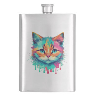 Niedliches Cat-Gesicht - mehrfarbiges Design-89059 Flachmann