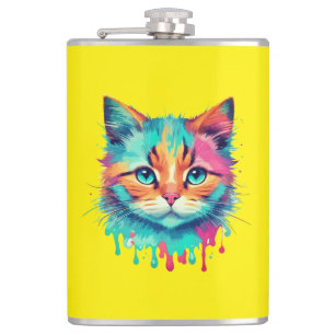 Niedliches Cat-Gesicht - mehrfarbiges Design-89059 Flachmann