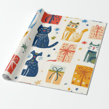 Niedliches Cat Gift Wrapping Paper - Feierliche Fe