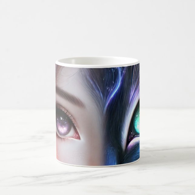 Niedliches Cat-Girl-Design Kaffeetasse (Mittel)