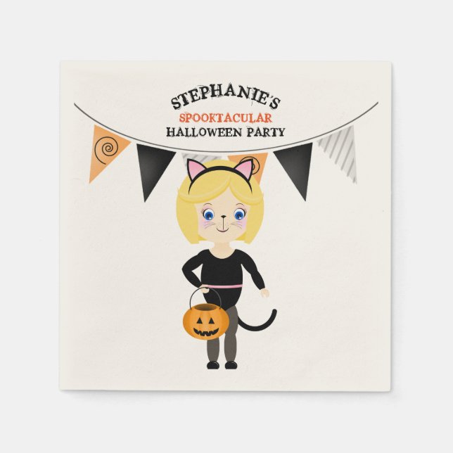 Niedliches Cat-Halloween-Party Serviette (Vorderseite)