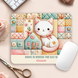 Niedliches Cat House Quilt Patchwork Pastel Indivi Mousepad