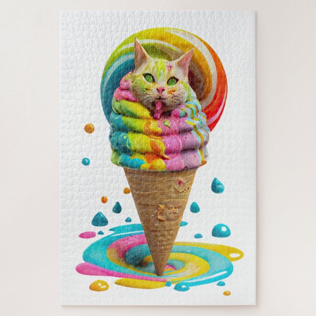 Niedliches Cat Ice Creme Cone farbig (Vertikal)