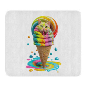 Niedliches Cat Ice Creme Cone farbig Schneidebrett