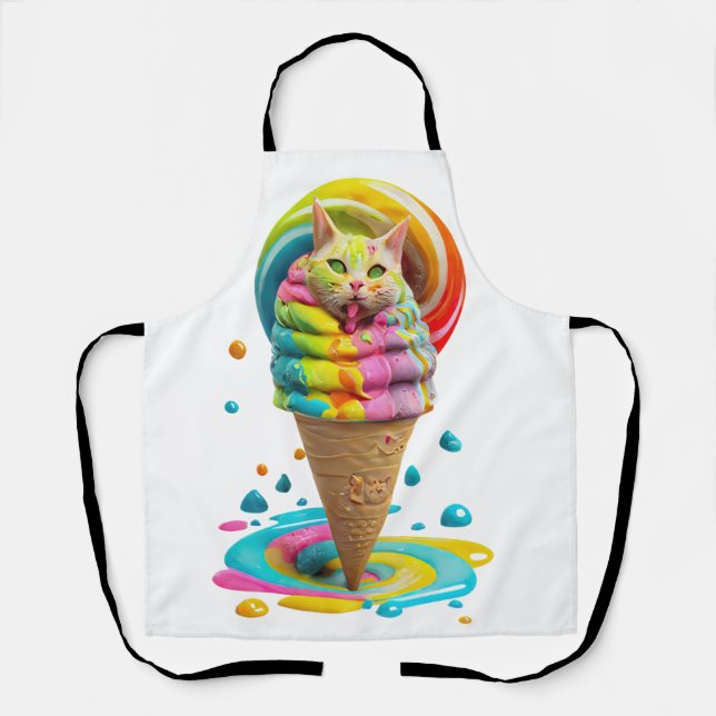 Niedliches Cat Ice Creme Cone farbig Schürze (Vorderseite)