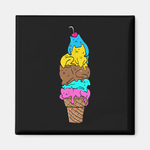 Niedliches Cat Ice Creme - Kitty Cat Dessert Shirt Magnet