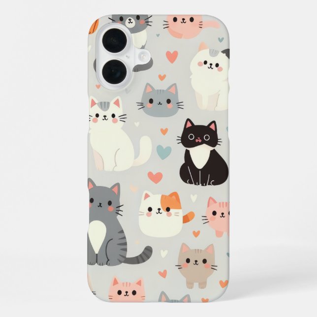 Niedliches Cat iPhone 16 Plus Fall Hülle (Rückseite)