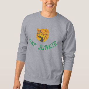 Niedliches Cat Junkie besticktes Sweatshirt