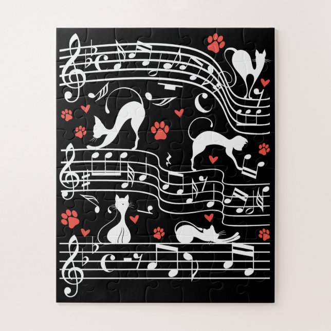Niedliches Cat Kitty Playing Music Clef Piano Musi (Vertikal)