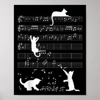 Niedliches Cat Kitty Playing Music Clef Piano Musi Poster