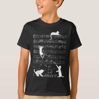Niedliches Cat Kitty Playing Music Clef Piano Musi T-Shirt