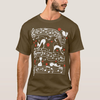 Niedliches Cat Kitty Playing Music Clef Piano Musi T-Shirt