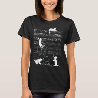 Niedliches Cat Kitty Playing Music Clef Piano Musi T-Shirt