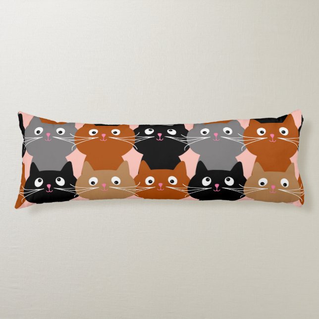 Niedliches Cat Lover Feline Pets Graurosa Schwarze Seitenschläferkissen (Vorderseite)