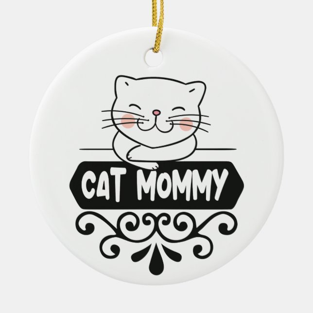 Niedliches Cat-Mami für Heimtiere Foto Keramik Ornament (Vorne)