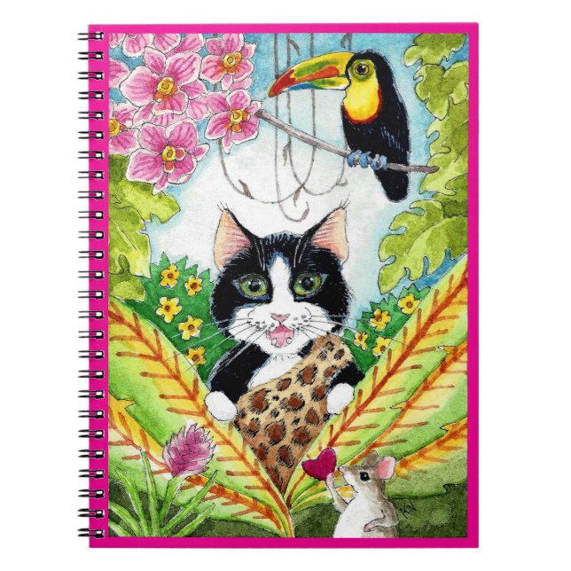 Niedliches Cat-Maus-Orchid Toucan-Vogelheft Notizblock (Vorderseite)