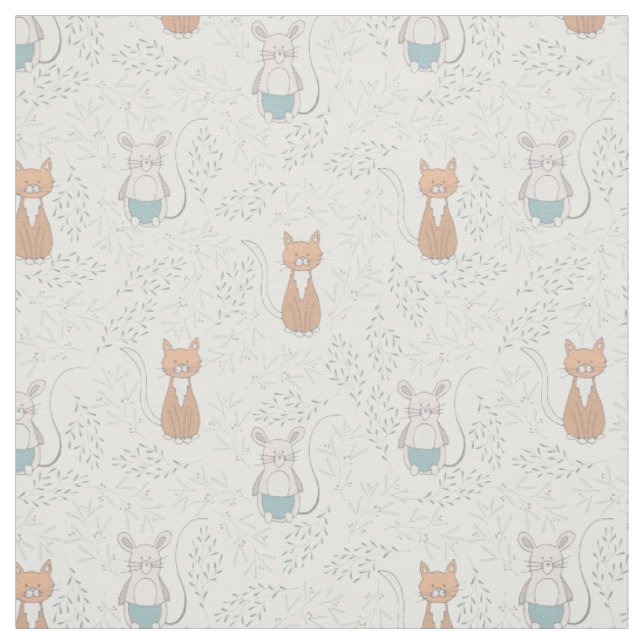 Niedliches Cat Mouse-Muster Stoff (Muster)