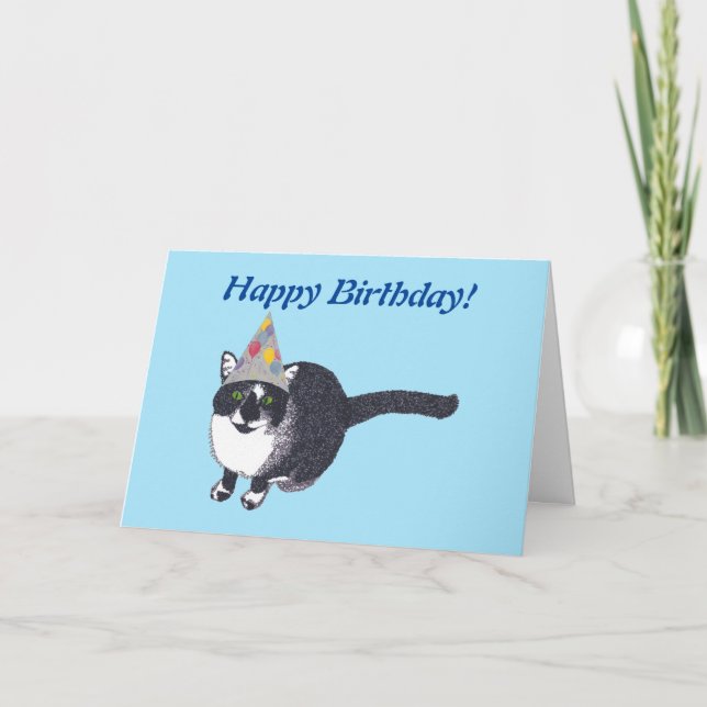 Niedliches Cat Party Happy Birthday Cards Karte (Vorderseite)