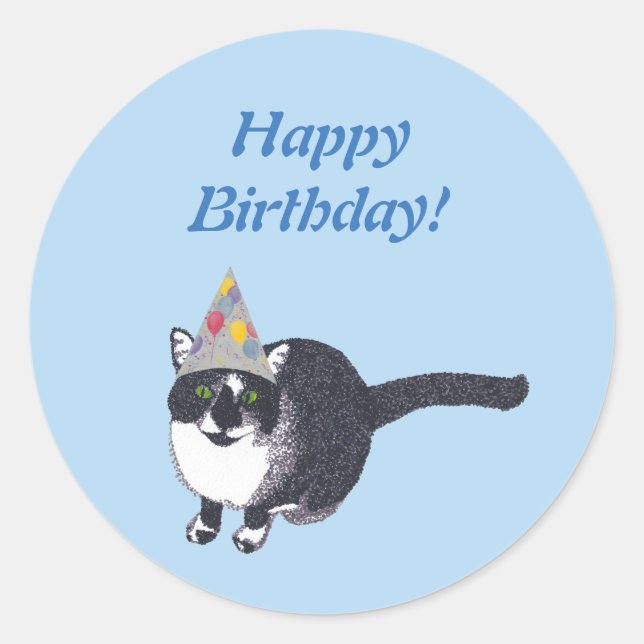Niedliches Cat Party Happy Birthday Stickers (Vorderseite)