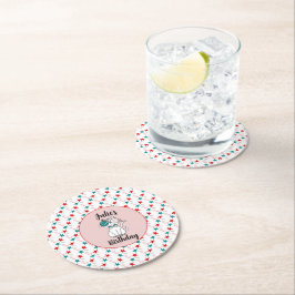 Niedliches Cat Patriotic Birthday Sprinkles Party Runder Pappuntersetzer