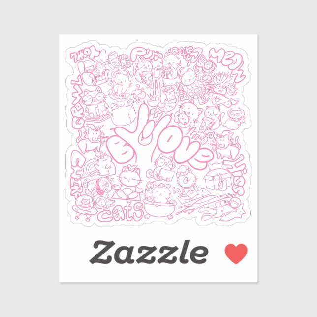 Niedliches Cat Patten mit ASL ILY-Zeichen - ASL De Aufkleber (Blatt)