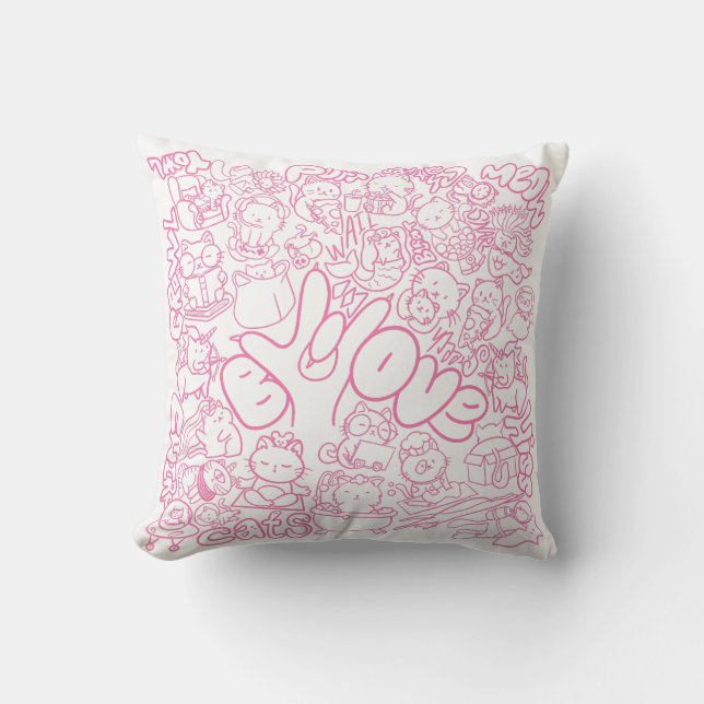 Niedliches Cat Patten mit ASL ILY-Zeichen - ASL De Kissen (Vorderseite)