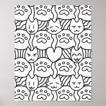 Niedliches Cat Pattren Farbseiten-Poster