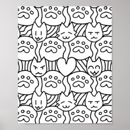 Niedliches Cat Pattren Farbseiten-Poster Poster