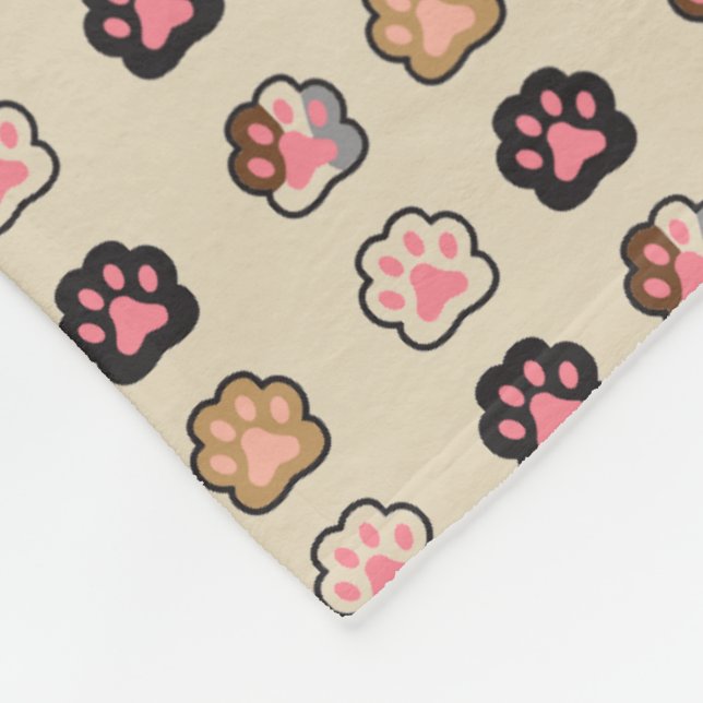 Niedliches Cat Paws-Muster Fleecedecke (Ecke)