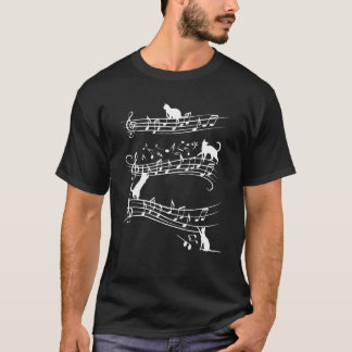 Niedliches Cat Playing on Musica Piano Mus T-Shirt