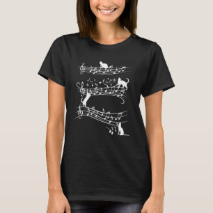 Niedliches Cat Playing on Musica Piano Mus T-Shirt