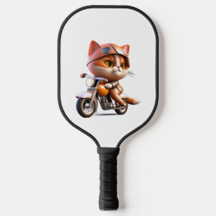 NIEDLICHES CAT-Reiten auf einem klassischen Motorr Pickleball Schläger