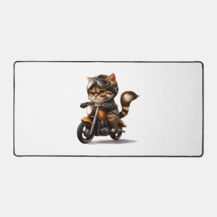 NIEDLICHES CAT-Reiten auf einem klassischen Motorr Schreibtischunterlage