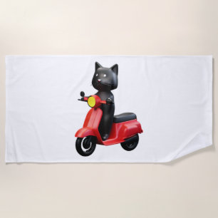 NIEDLICHES CAT-Reiten auf einem klassischen Motorr Strandtuch
