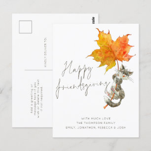 Niedliches Cat Script Happy Friendsgiving Erntedan Postkarte