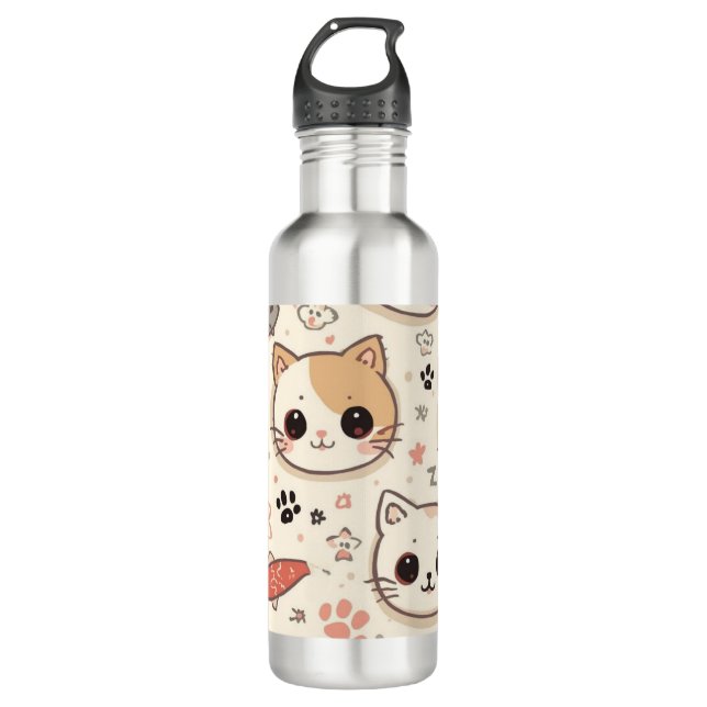 Niedliches Cat simple pet kitta Pattern Party Edelstahlflasche (Vorderseite)