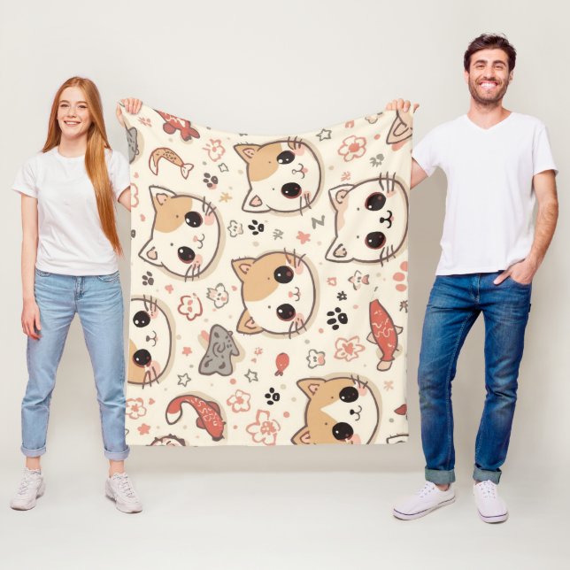 Niedliches Cat simple pet kitta Pattern Party Fleecedecke (Beispiel)