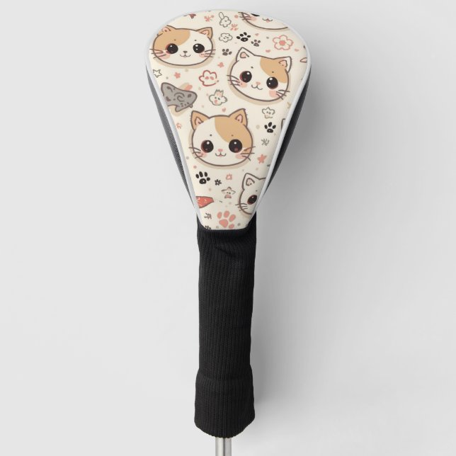 Niedliches Cat simple pet kitta Pattern Party Golf Headcover (Vorderseite)