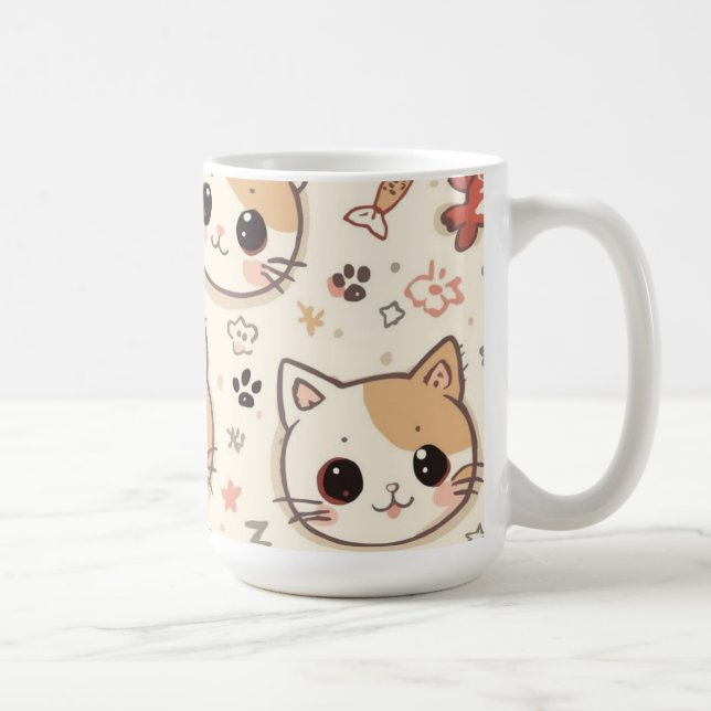 Niedliches Cat simple pet kitta Pattern Party Kaffeetasse (Rechts)