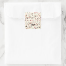 Niedliches Cat simple pet kitta Pattern Party Quadratischer Aufkleber