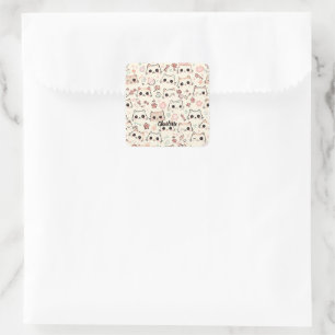 Niedliches Cat simple pet kitta Pattern Party Quadratischer Aufkleber